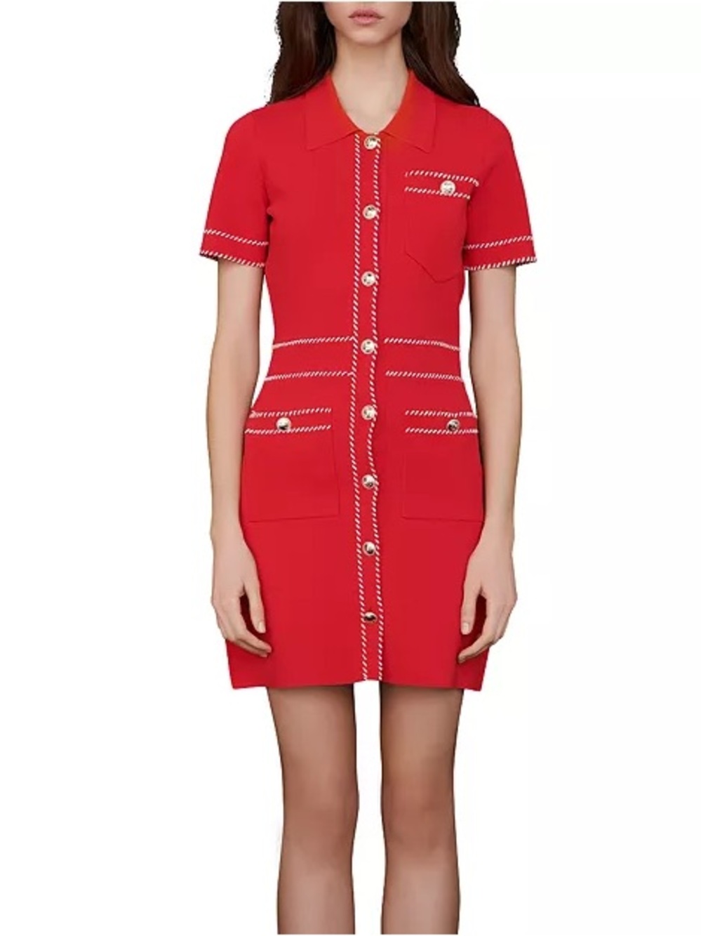 Maje Ross Contrast Knit Dress